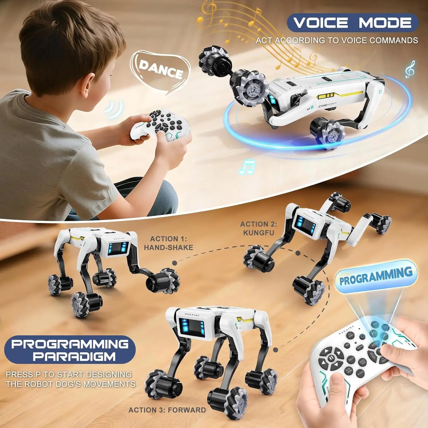 Electric RC Robot Dog | Voice Programmable Clip & Shoot Smart Dog | DealersDealers